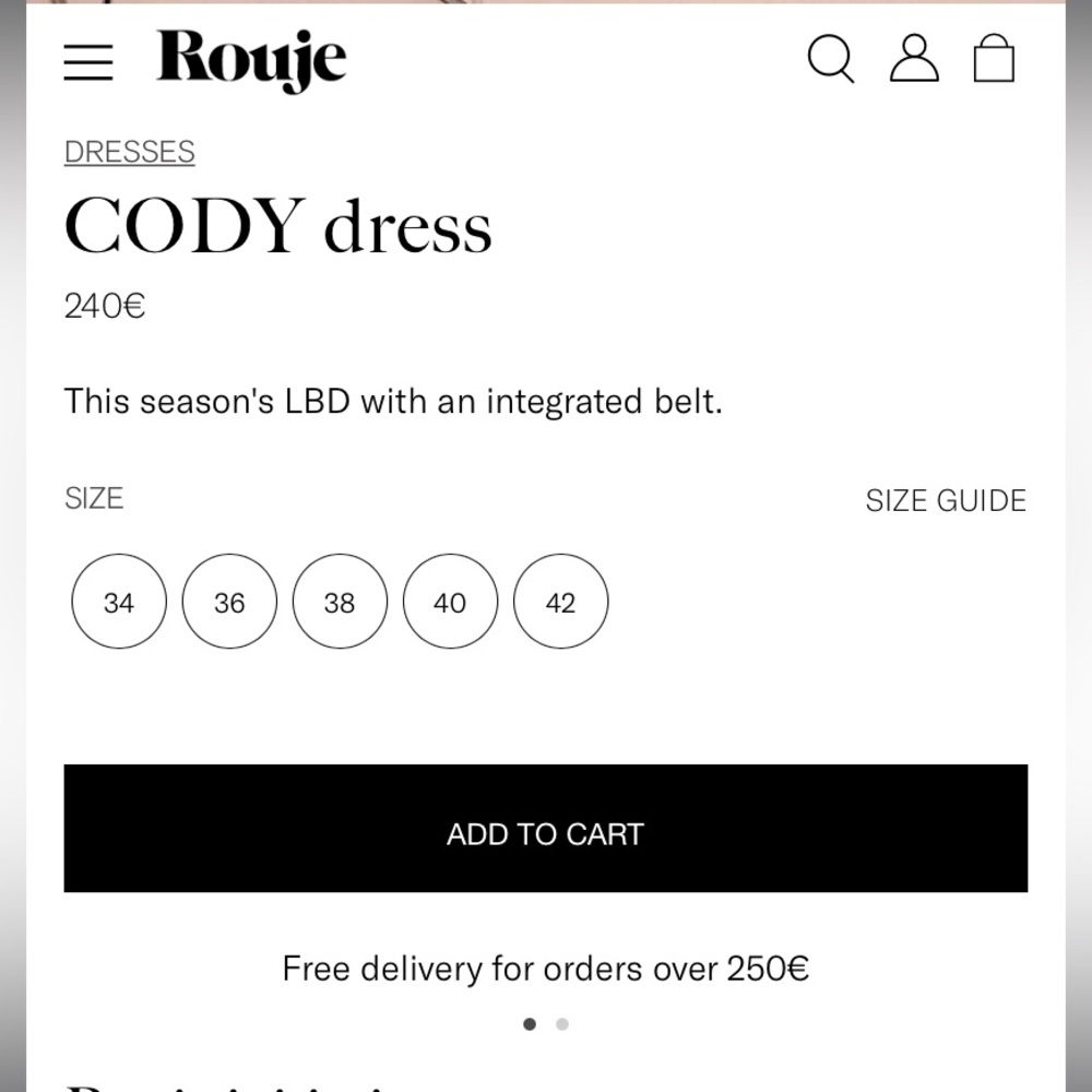 NWOT Rouje- Cody Dress - size 38 (US 6) - Picture 6 of 11